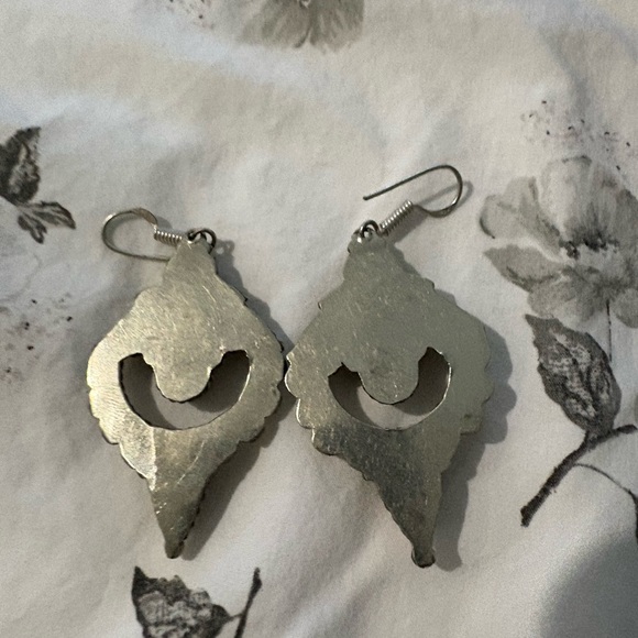 Turquoise and Coral Pendant earrings middleastern - Picture 3 of 3